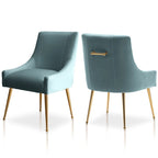 SEYNAR Chaise de salle à manger ou chaise de vanité moderne glamour en velours plissé bouclé (lot de 2) avec poignée arrière