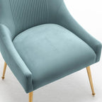 SEYNAR Chaise de salle à manger ou chaise de vanité moderne glamour en velours plissé bouclé (lot de 2) avec poignée arrière