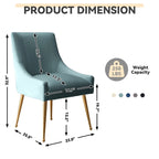 SEYNAR Chaise de salle à manger ou chaise de vanité moderne glamour en velours plissé bouclé (lot de 2) avec poignée arrière