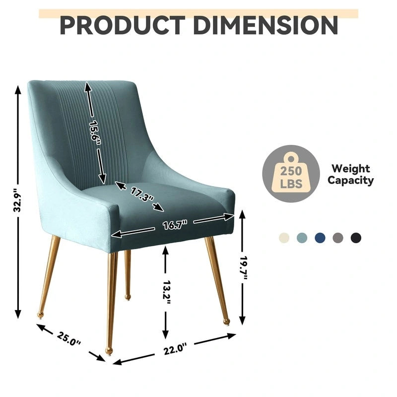 SEYNAR Chaise de salle à manger ou chaise de vanité moderne glamour en velours plissé bouclé (lot de 2) avec poignée arrière