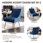 SEYNAR Chaise de salle à manger ou chaise de vanité moderne glamour en velours plissé bouclé (lot de 2) avec poignée arrière
