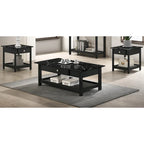 Table basse et bout de canapé en hévéa à étagères ouvertes 3 pièces DH BASIC avec tiroir par Denhour