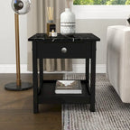 Table basse et bout de canapé en hévéa à étagères ouvertes 3 pièces DH BASIC avec tiroir par Denhour