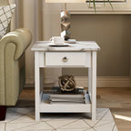Table basse et bout de canapé en hévéa à étagères ouvertes 3 pièces DH BASIC avec tiroir par Denhour