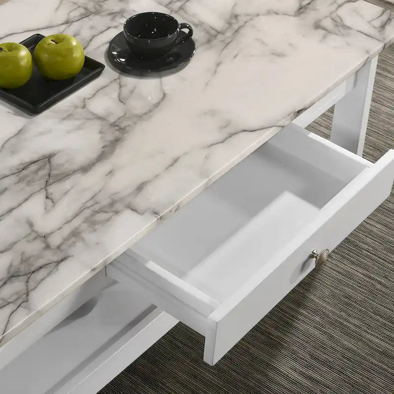 Table basse et bout de canapé en hévéa à étagères ouvertes 3 pièces DH BASIC avec tiroir par Denhour