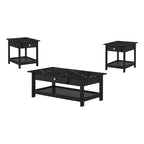 Table basse et bout de canapé en hévéa à étagères ouvertes 3 pièces DH BASIC avec tiroir par Denhour