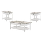 Table basse et bout de canapé en hévéa à étagères ouvertes 3 pièces DH BASIC avec tiroir par Denhour