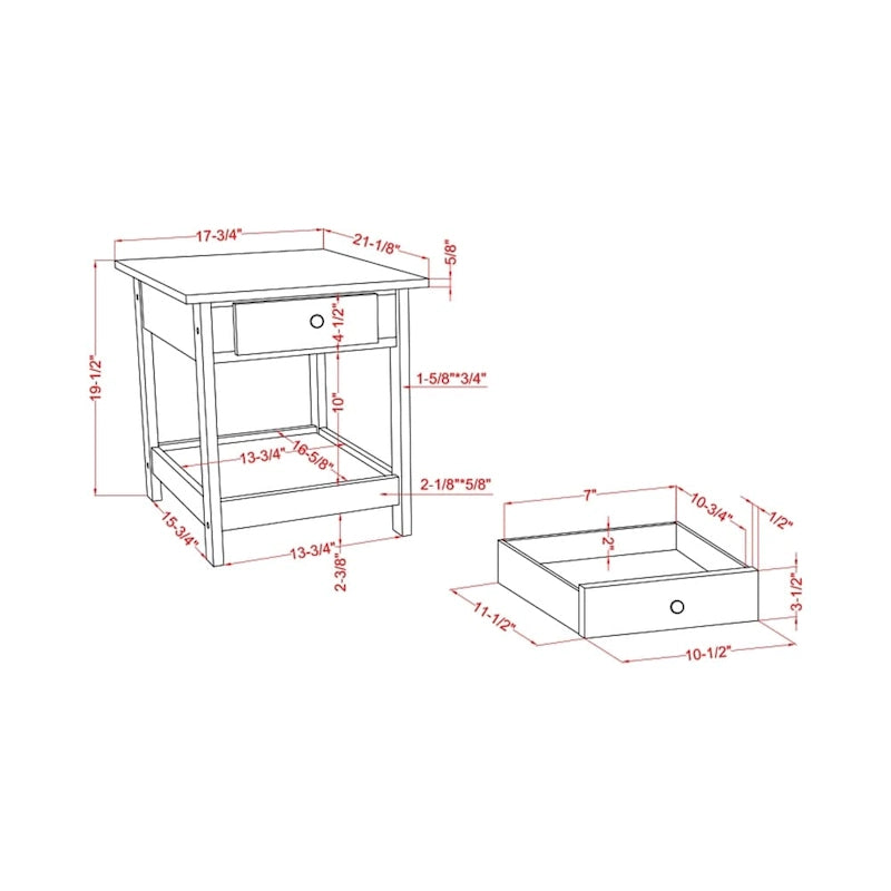 Table basse et bout de canapé en hévéa à étagères ouvertes 3 pièces DH BASIC avec tiroir par Denhour