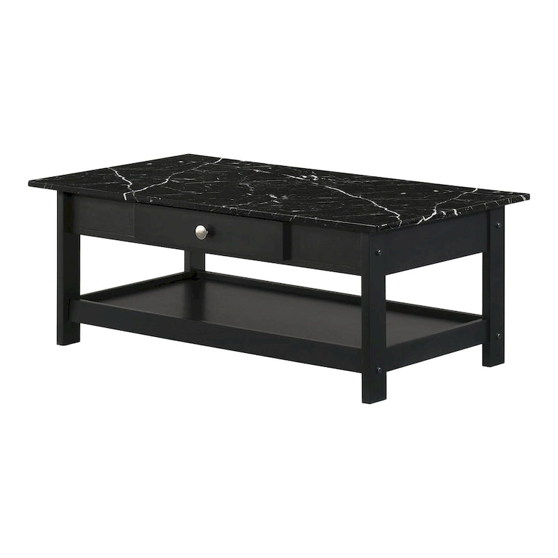 Table basse et bout de canapé en hévéa à étagères ouvertes 3 pièces DH BASIC avec tiroir par Denhour
