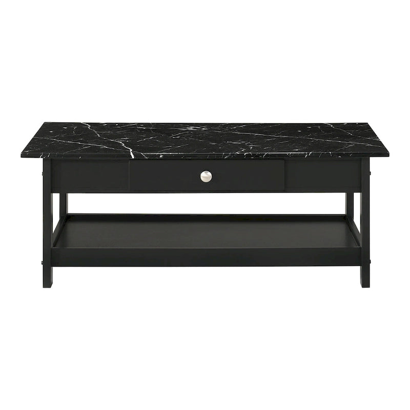 Table basse et bout de canapé en hévéa à étagères ouvertes 3 pièces DH BASIC avec tiroir par Denhour