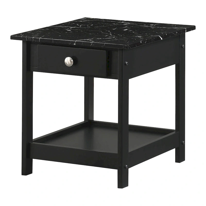 Table basse et bout de canapé en hévéa à étagères ouvertes 3 pièces DH BASIC avec tiroir par Denhour