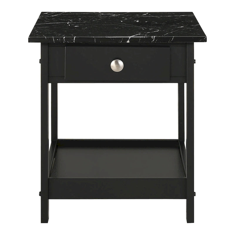 Table basse et bout de canapé en hévéa à étagères ouvertes 3 pièces DH BASIC avec tiroir par Denhour