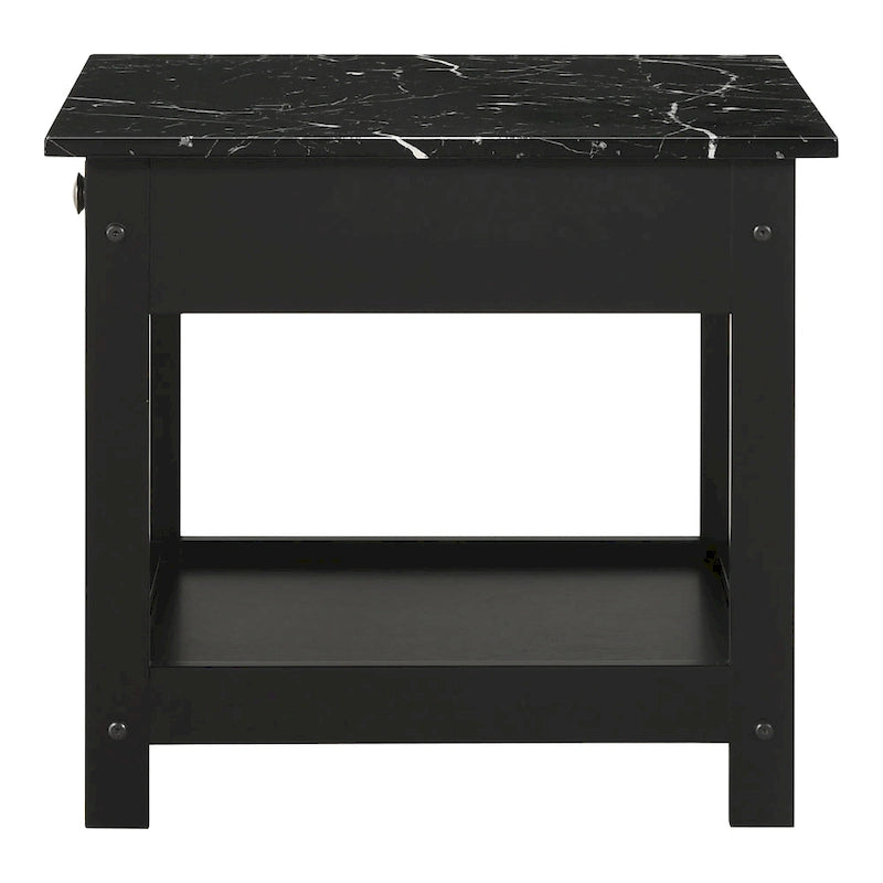 Table basse et bout de canapé en hévéa à étagères ouvertes 3 pièces DH BASIC avec tiroir par Denhour