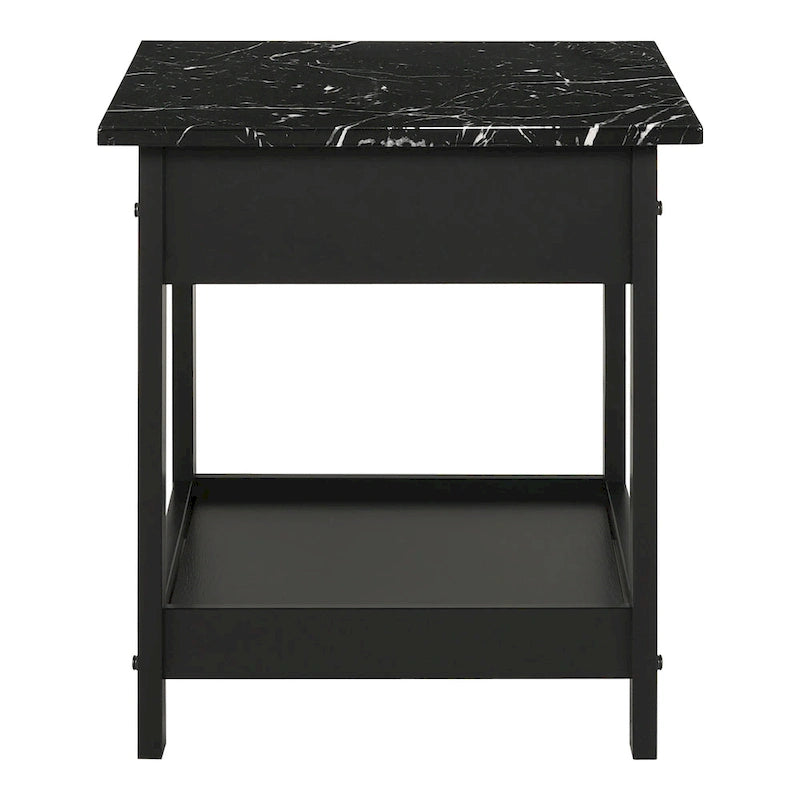 Table basse et bout de canapé en hévéa à étagères ouvertes 3 pièces DH BASIC avec tiroir par Denhour