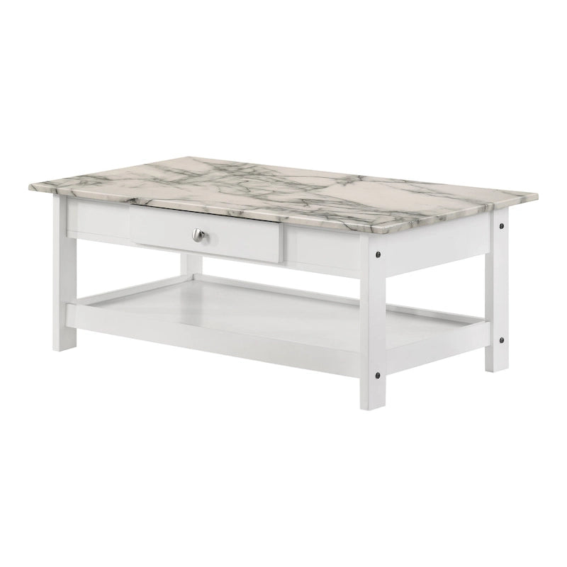 Table basse et bout de canapé en hévéa à étagères ouvertes 3 pièces DH BASIC avec tiroir par Denhour