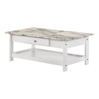Table basse et bout de canapé en hévéa à étagères ouvertes 3 pièces DH BASIC avec tiroir par Denhour