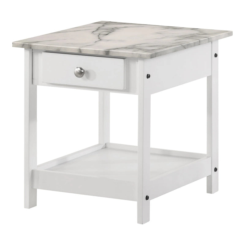 Table basse et bout de canapé en hévéa à étagères ouvertes 3 pièces DH BASIC avec tiroir par Denhour