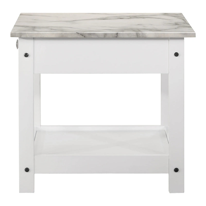 Table basse et bout de canapé en hévéa à étagères ouvertes 3 pièces DH BASIC avec tiroir par Denhour