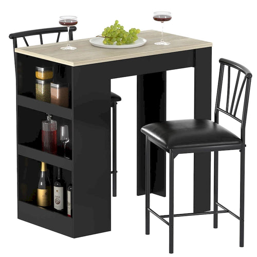 Ensemble de salle à manger 3 pièces, ensemble de table à manger hauteur comptoir pour 2 personnes, ensemble de table de cuisine compact