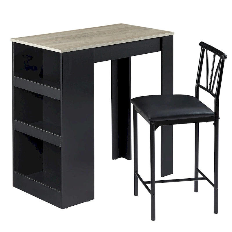Ensemble de salle à manger 3 pièces, ensemble de table à manger hauteur comptoir pour 2 personnes, ensemble de table de cuisine compact