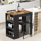 Ensemble de salle à manger 3 pièces, ensemble de table à manger hauteur comptoir pour 2 personnes, ensemble de table de cuisine compact