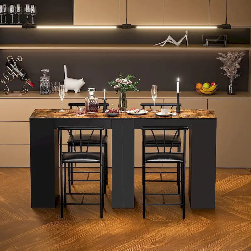 Ensemble de salle à manger 3 pièces, ensemble de table à manger hauteur comptoir pour 2 personnes, ensemble de table de cuisine compact