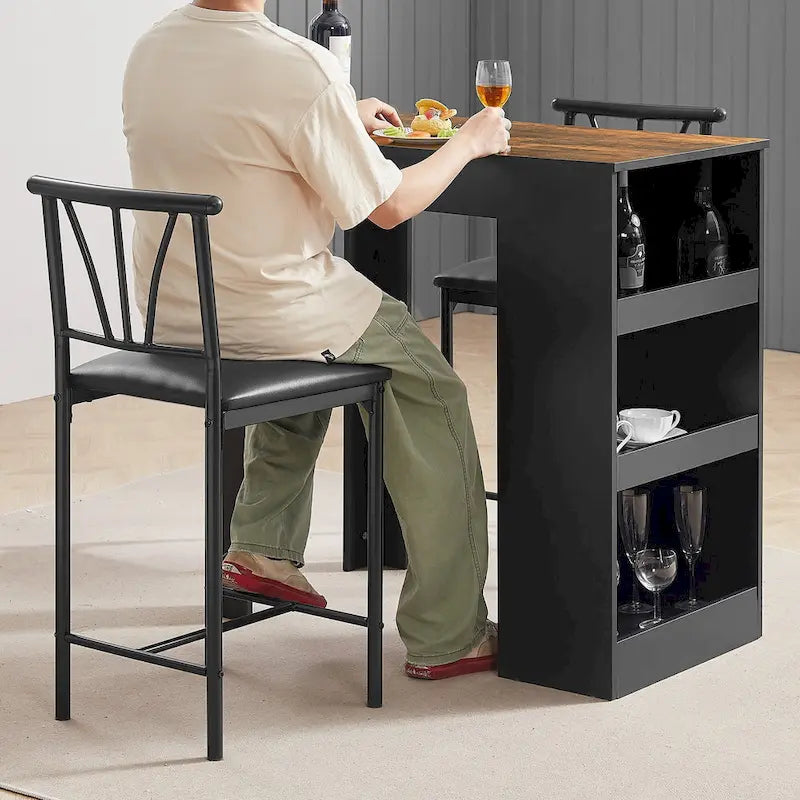 Ensemble de salle à manger 3 pièces, ensemble de table à manger hauteur comptoir pour 2 personnes, ensemble de table de cuisine compact