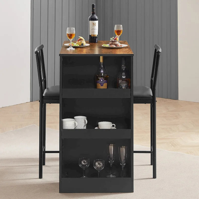 Ensemble de salle à manger 3 pièces, ensemble de table à manger hauteur comptoir pour 2 personnes, ensemble de table de cuisine compact