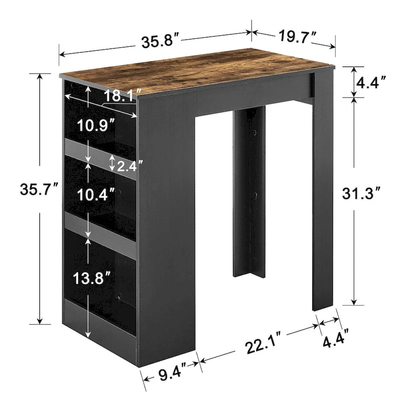 Ensemble de salle à manger 3 pièces, ensemble de table à manger hauteur comptoir pour 2 personnes, ensemble de table de cuisine compact