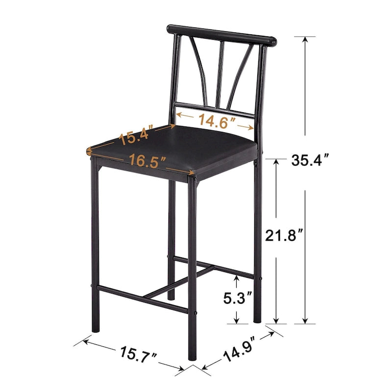 Ensemble de salle à manger 3 pièces, ensemble de table à manger hauteur comptoir pour 2 personnes, ensemble de table de cuisine compact
