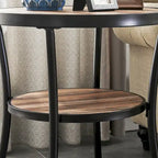 Myhozm Table d'appoint ronde rustique avec rangement, table d'appoint industrielle pour salon