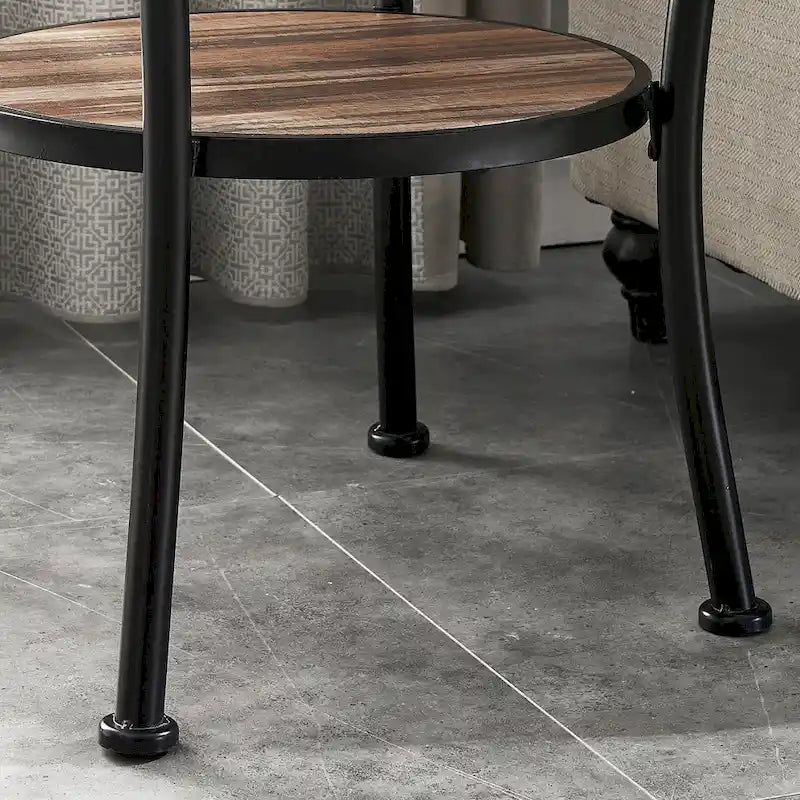 Myhozm Table d'appoint ronde rustique avec rangement, table d'appoint industrielle pour salon
