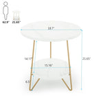 Table d'appoint/de chevet en marbre doré avec étagères