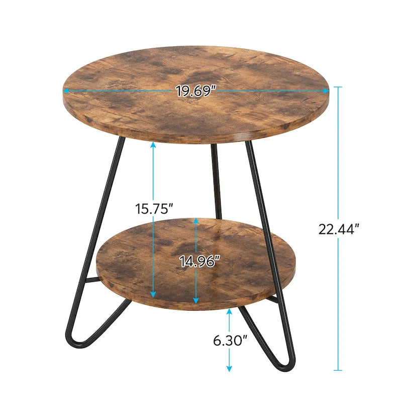 Table d'appoint/de chevet en marbre doré avec étagères