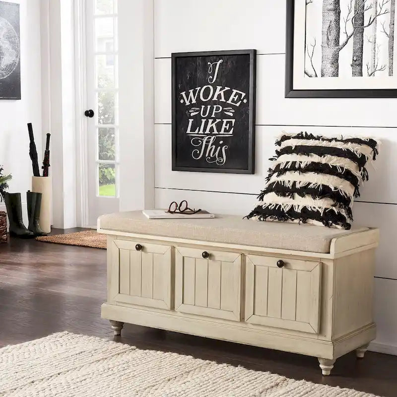 Banc de rangement Granger avec coussin en lin par iNSPIRE Q Classic