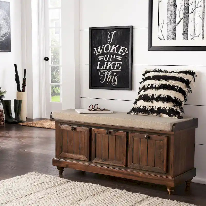 Banc de rangement Granger avec coussin en lin par iNSPIRE Q Classic