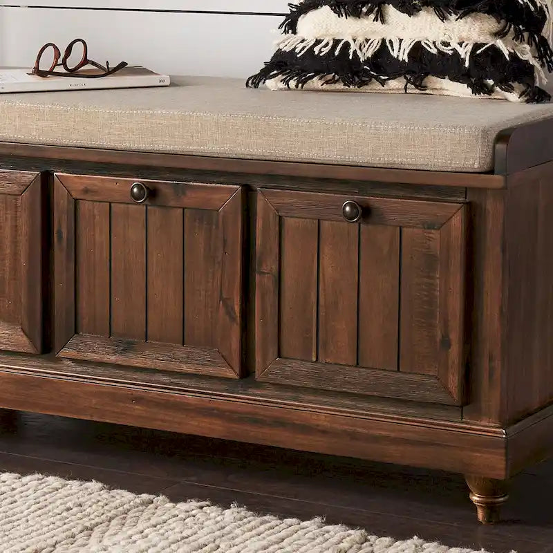 Banc de rangement Granger avec coussin en lin par iNSPIRE Q Classic