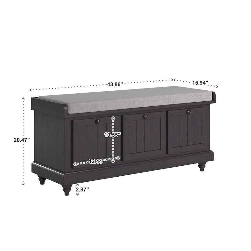 Banc de rangement Granger avec coussin en lin par iNSPIRE Q Classic