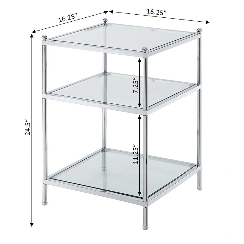 Table d'appoint en verre à 3 niveaux Royal Crest de Convenience Concepts