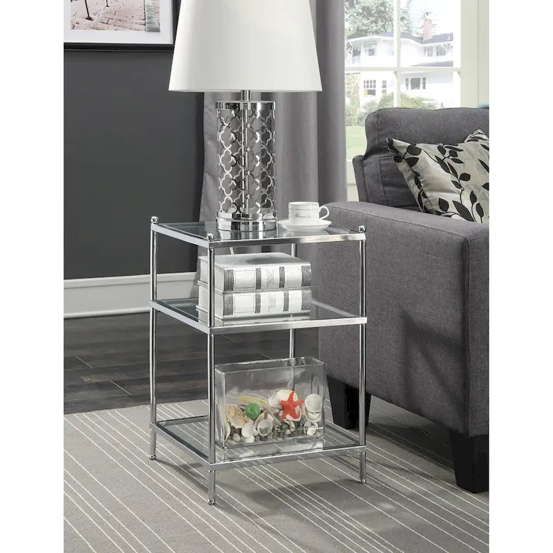 Table d'appoint en verre à 3 niveaux Royal Crest de Convenience Concepts