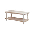 Table basse en bois et rotin Chesterfield - Blanc délavé