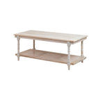 Table basse en bois et rotin Chesterfield - Blanc délavé