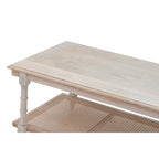 Table basse en bois et rotin Chesterfield - Blanc délavé