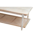Table basse en bois et rotin Chesterfield - Blanc délavé