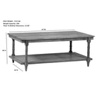 Table basse en bois et rotin Chesterfield - Blanc délavé