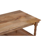Table basse en bois et rotin Chesterfield - Blanc délavé