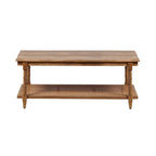 Table basse en bois et rotin Chesterfield - Blanc délavé