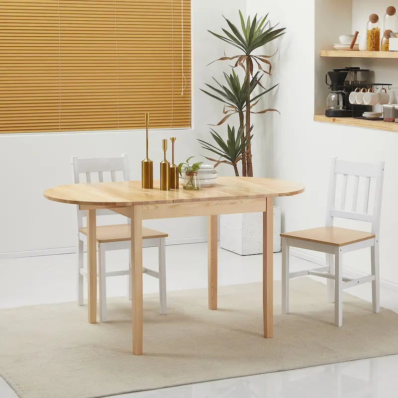 HOMCOM Table de cuisine 55 po en bois massif, Tables à abattants pour petits espaces, Table à manger pliante