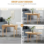 HOMCOM Table de cuisine 55 po en bois massif, Tables à abattants pour petits espaces, Table à manger pliante