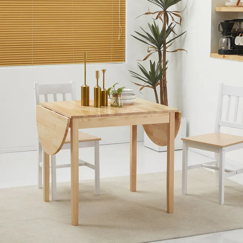 HOMCOM Table de cuisine 55 po en bois massif, Tables à abattants pour petits espaces, Table à manger pliante